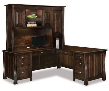 FVD-7878L-HT-LA Arc 8 Drawer L Desk W/3 Door Hutch Top -- 78"W Left, 78"W Right