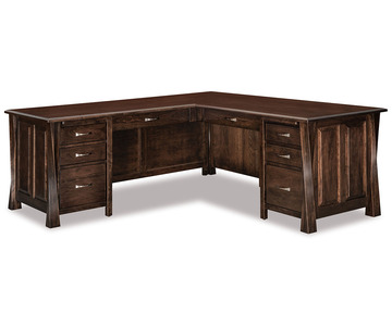 FVD-7878L-LA Arc 8 Drawer L Desk 78"W Left W/Unfinished Back, 78"W Right W/Finished Back