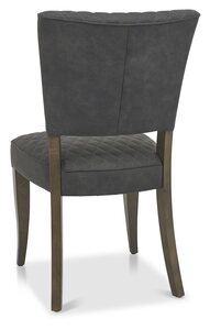 Upholstery Chair With Diamond Stitched Back & Seat - Dark Grey Fabric
