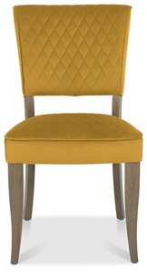 Upholstery Chair With Diamond Stitched Back & Seat - Mustard Velvet