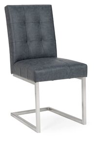 Upholstered Cantilever Chair - Mottled Black Faux Lthr