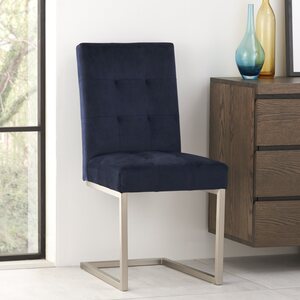Upholstered Cantilever Chair - Dark Blue Velvet