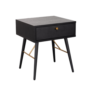 Bar-410-BK Bedside Table 1 Drawer - Black and Copper